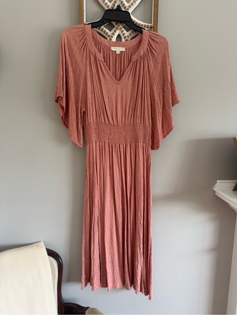 Soft Gathered Waist Midi Dress - Dusty Rose